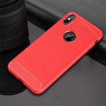 Capa Tpu Antishock Carbono Escovada (Vermelha) Iphone XS MAX - 6.5 Polegadas + Película De Gel