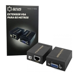 Extensor Vga 60 Metros Via 1 Cabo De Rede Cat6/Cat5E