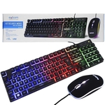 Kit Teclado Mouse Gamer Computador Pc Usb Abnt2 Iluminado Led Rgb Exbom BK-G550 Preto